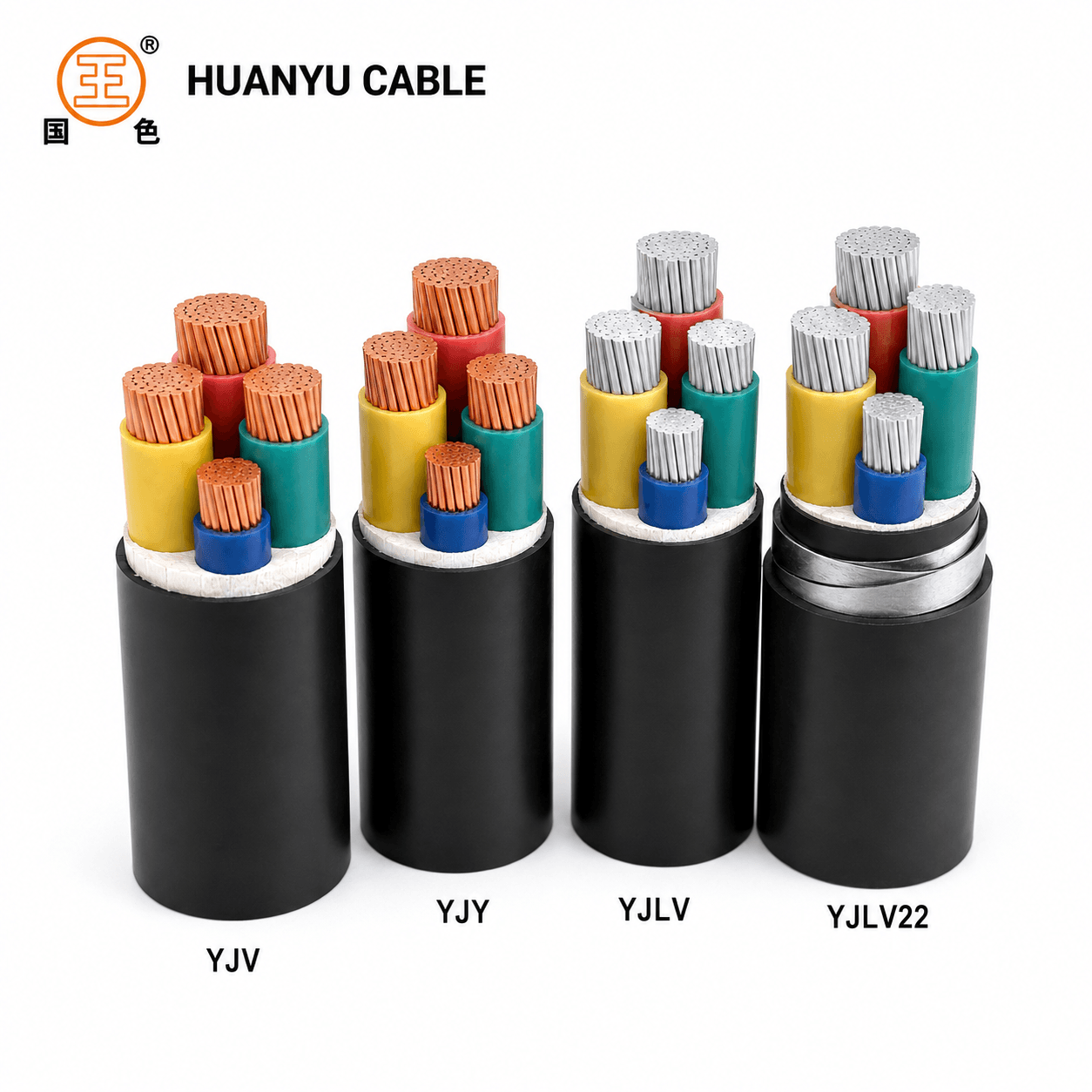 YJV, YJY, YJLV and YJLV22 low-voltage XLPE power cable family