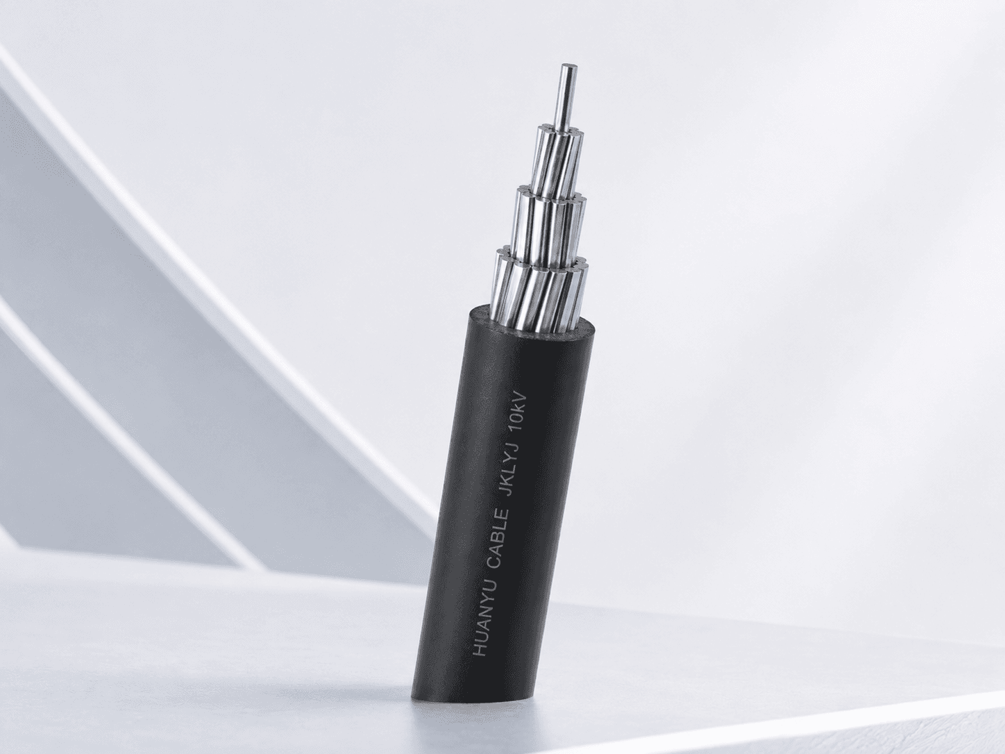 JKLYJ aluminium conductor XLPE insulated overhead cable close-up