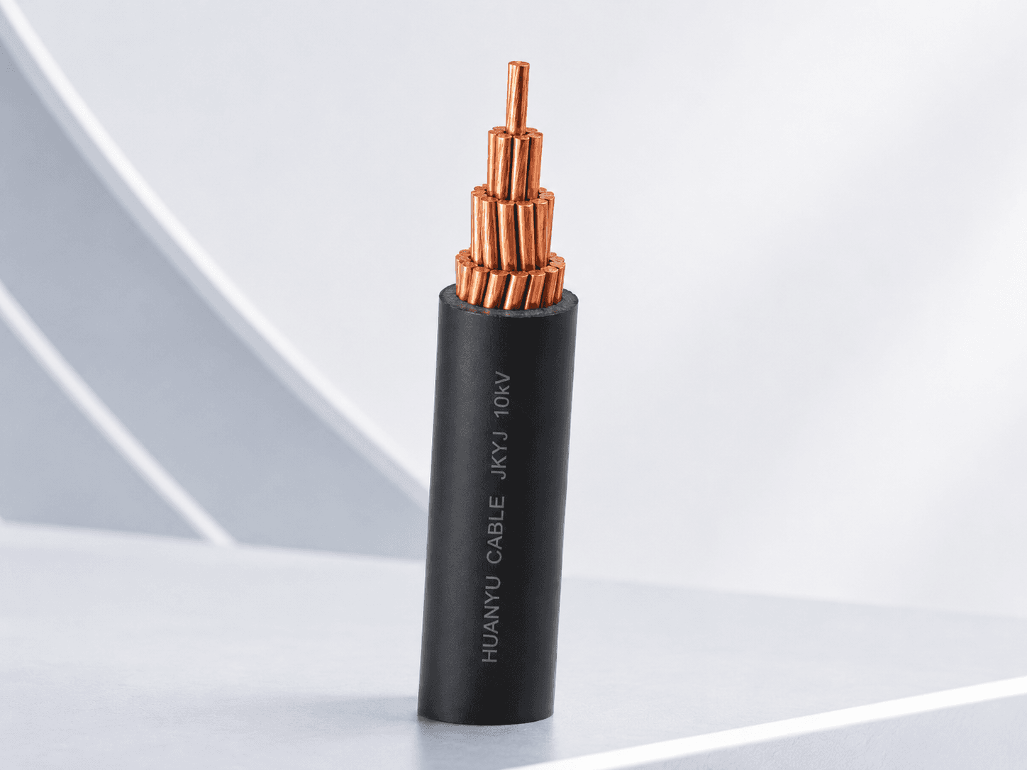 JKYJ copper conductor XLPE insulated overhead cable close-up