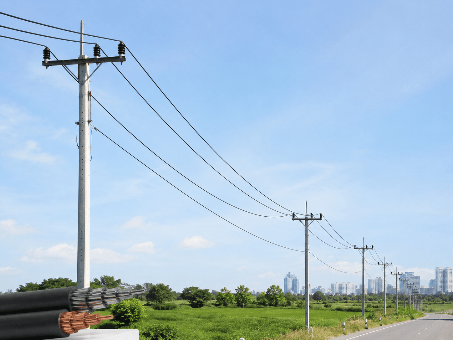 Overhead insulated cable distribution line application