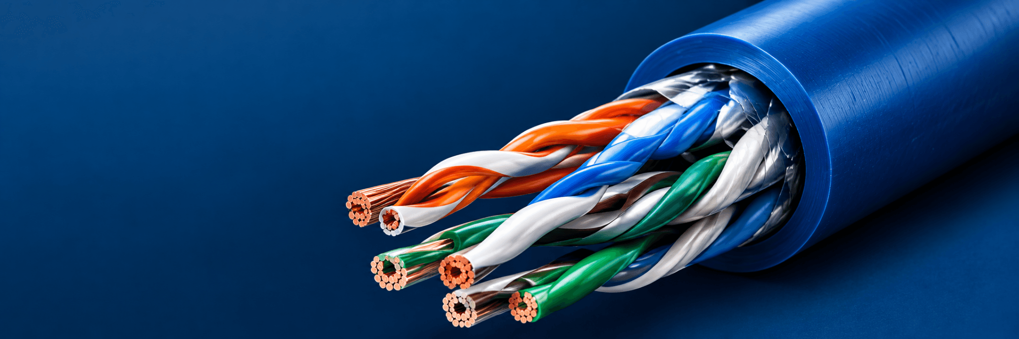 Representative blue communication cable with twisted pairs
