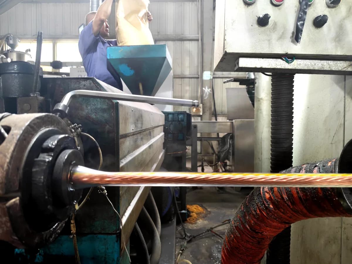 Copper conductor processing detail during cable manufacturing